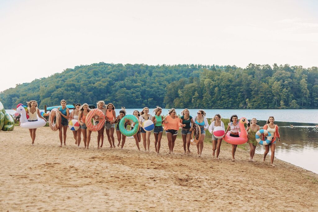 Virginia senior photographer Visions by Heather Insider team lake shoot
