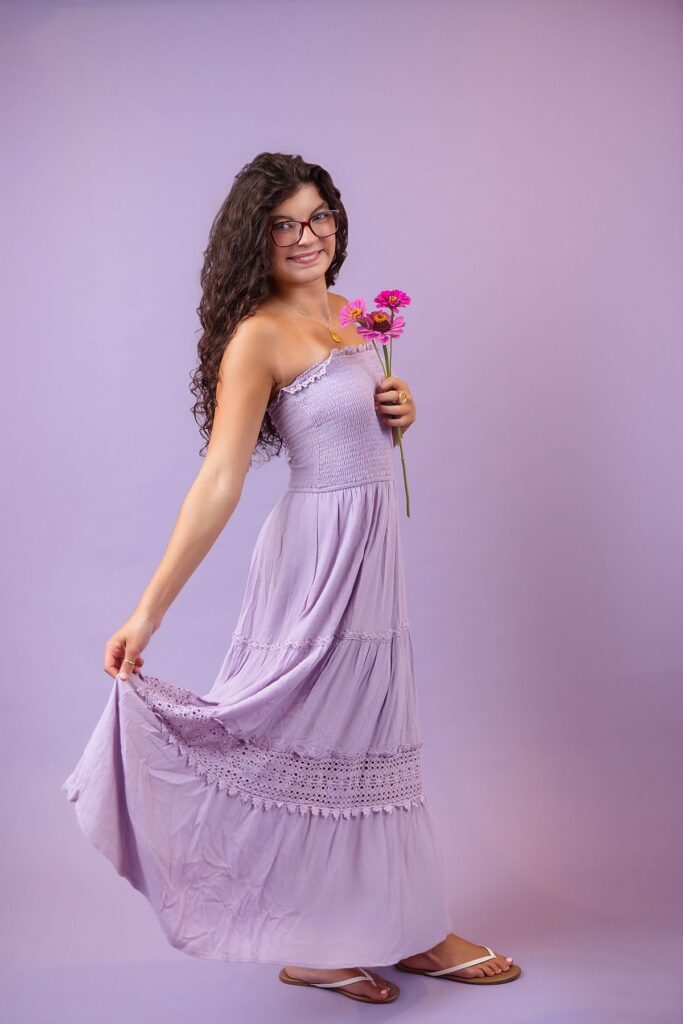 studio senior purple dress
