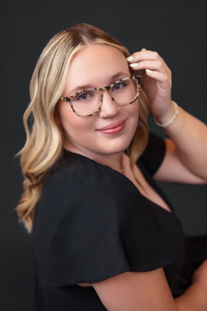 senior portrait studio image in black