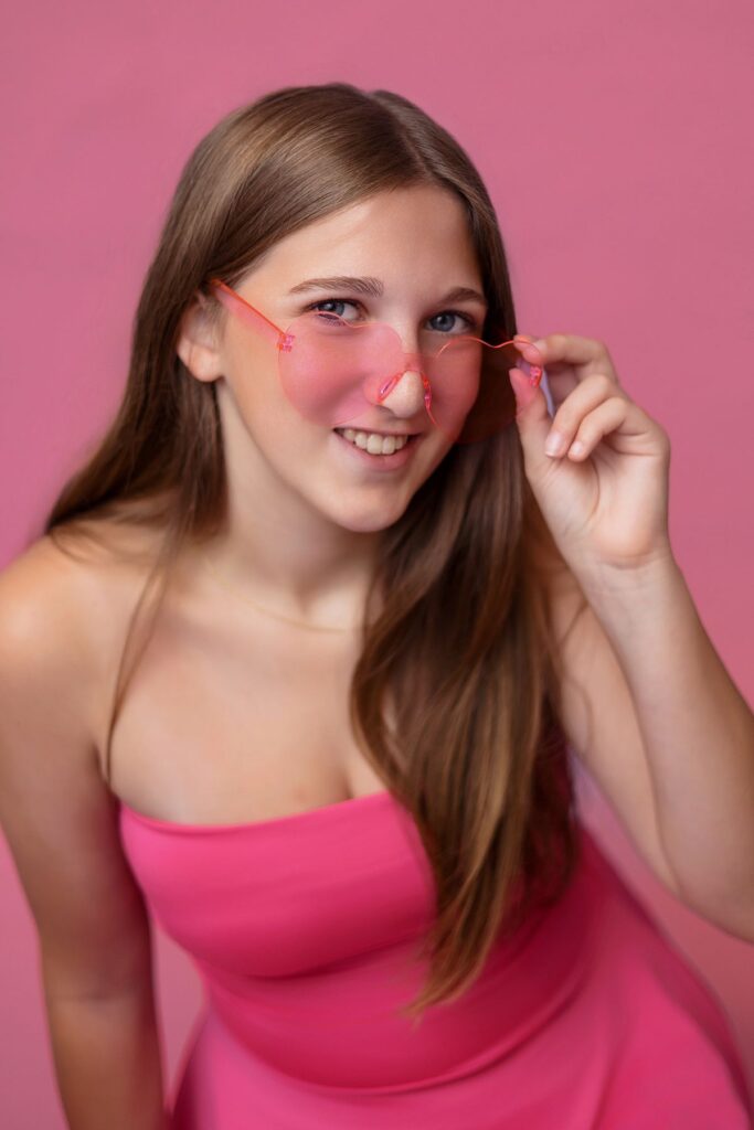 pink sunglasses senior portrait