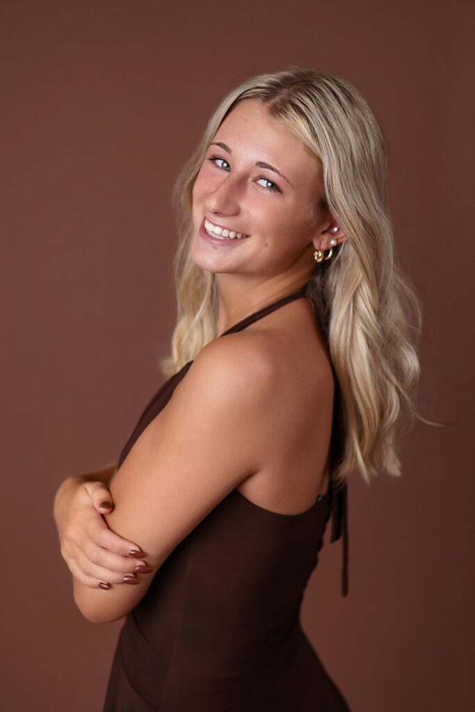 brown studio portrait senior