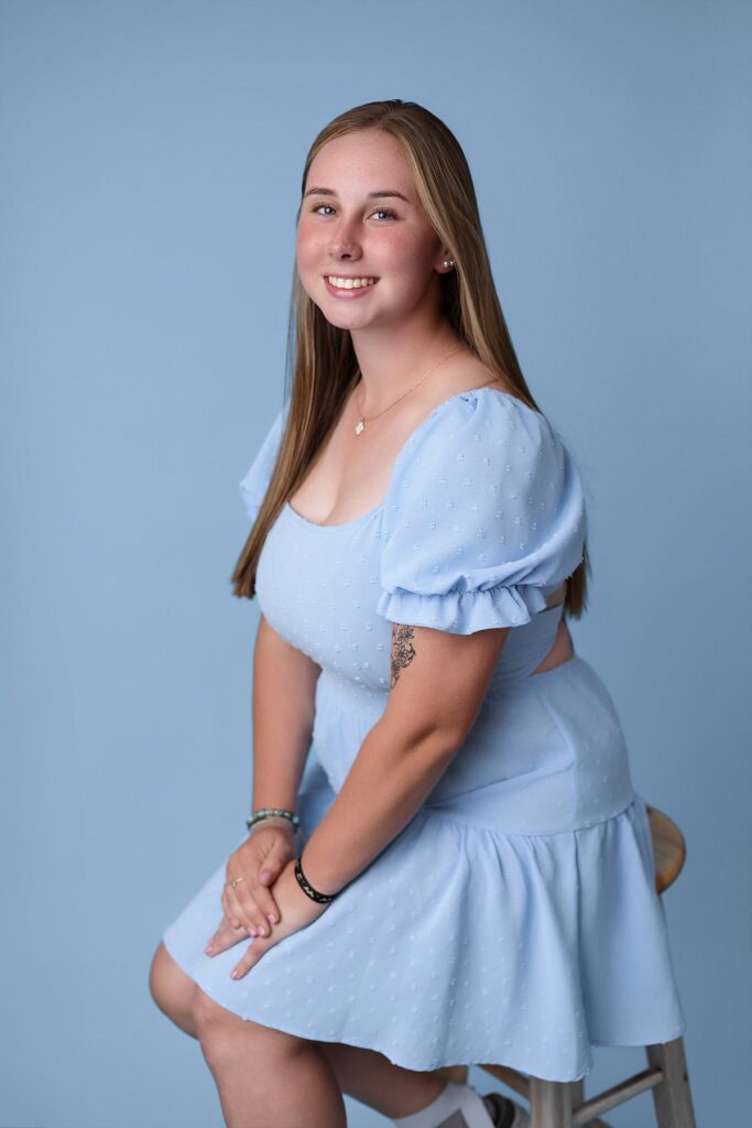 light blue dress senior portrait